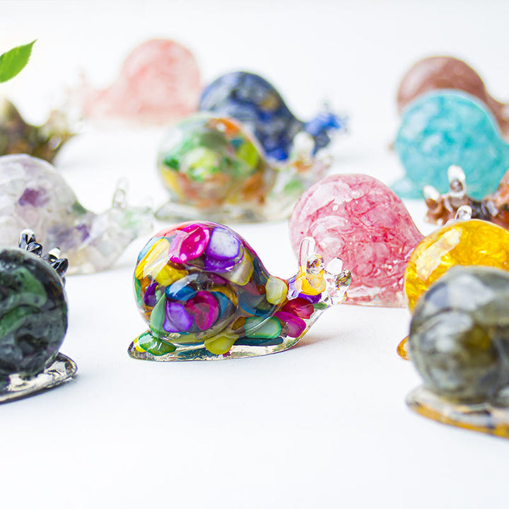 Décoration en pierre précieuse d'escargot en cristal époxy Olivenorma