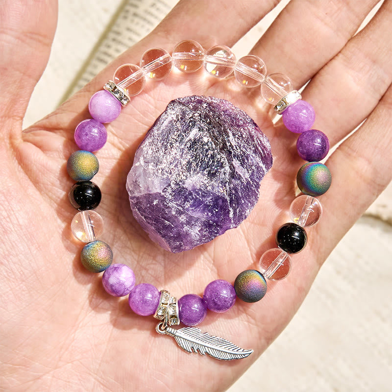 Bracelet purifiant à breloque plume « Earth Song » Olivenorma - image 3