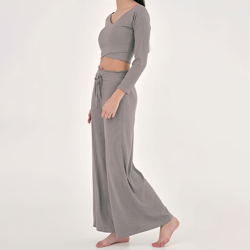 Pantalon de yoga décontracté taille haute Olivenorma