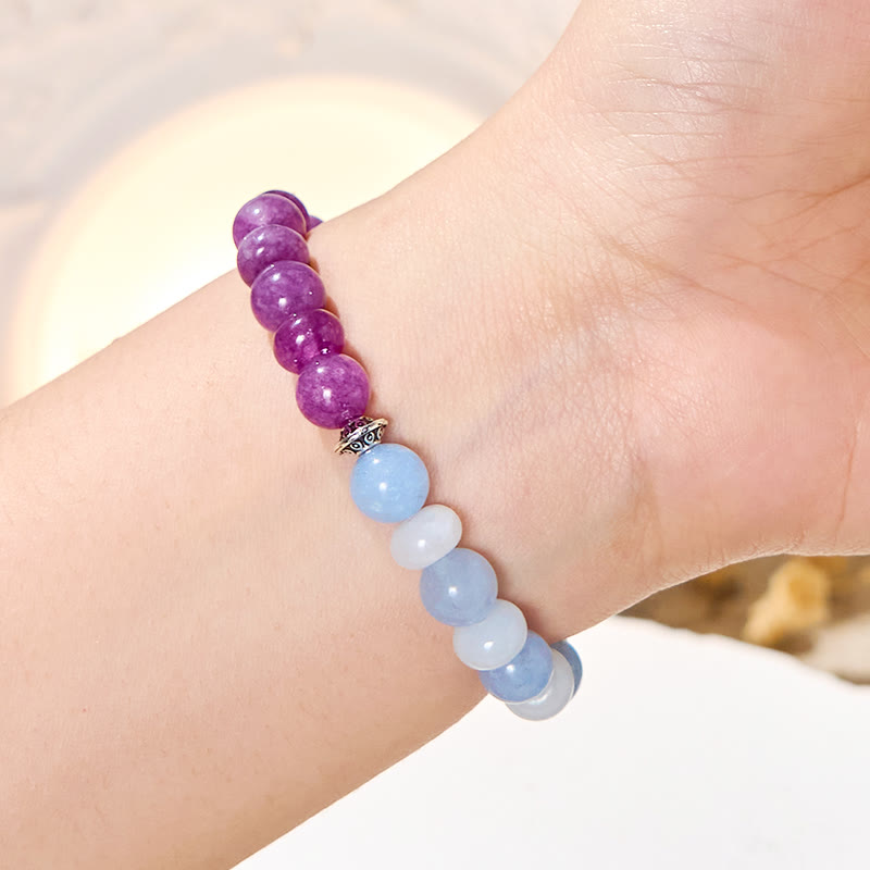 Bracelet d'équilibre émotionnel Olivenorma « Luna Mist » en aigue-marine et améthyste - image 3