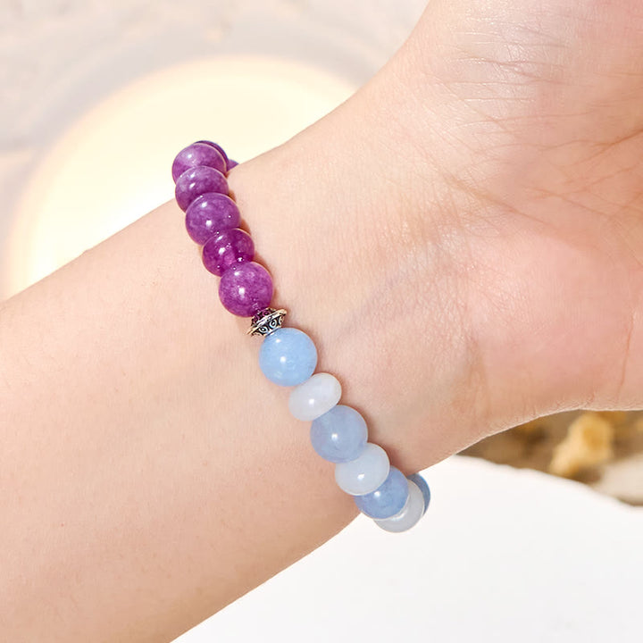 Bracelet d'équilibre émotionnel Olivenorma « Luna Mist » en aigue-marine et améthyste - image 3