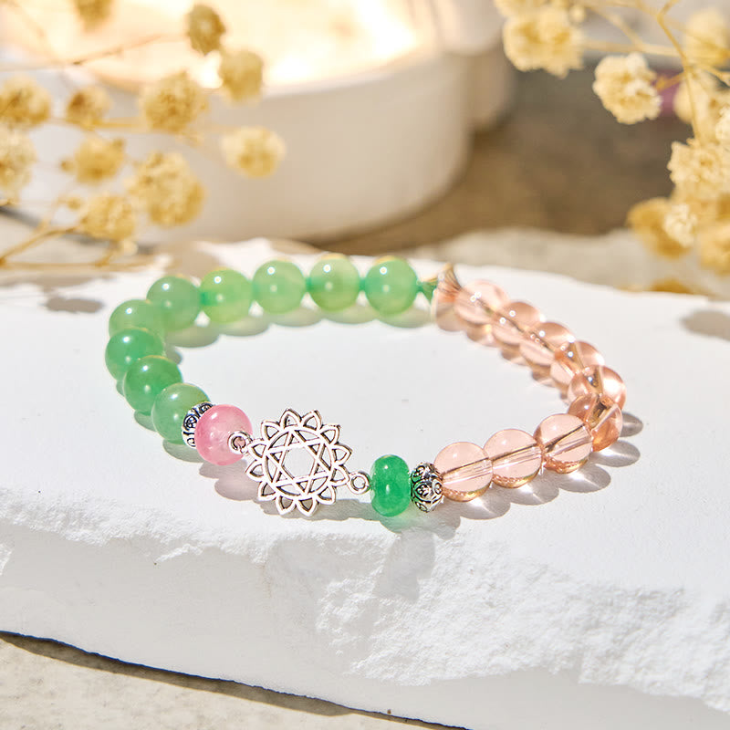 Bracelet d'harmonie Olivenorma « Anahata Alchemy » en aventurine verte et quartz rose - Pierre naturelle - image 1