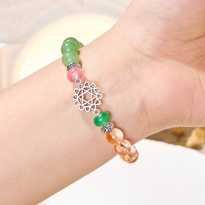 Bracelet d'harmonie Olivenorma « Anahata Alchemy » en aventurine verte et quartz rose - image 2