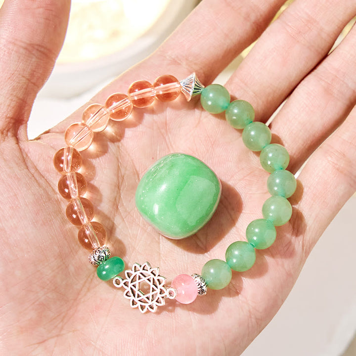 Bracelet d'harmonie Olivenorma « Anahata Alchemy » en aventurine verte et quartz rose - image 3