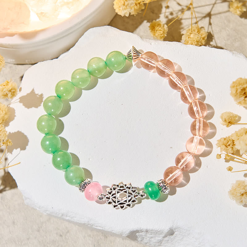 Bracelet d'harmonie Olivenorma « Anahata Alchemy » en aventurine verte et quartz rose - image 4