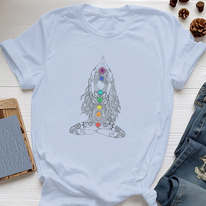 T-shirt en coton Olivenorma Chakra Meditation