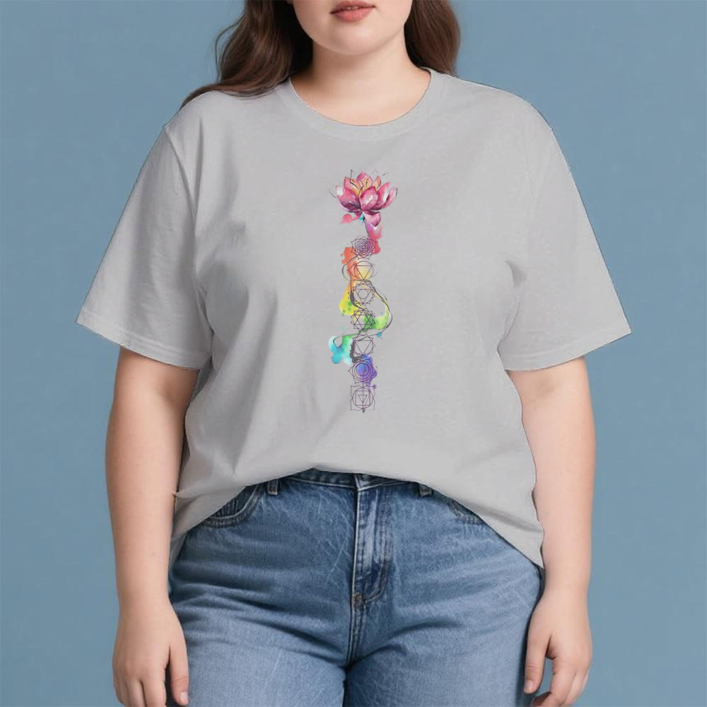 T-shirt imprimé aquarelle Olivenorma Lotus Chakra Energy