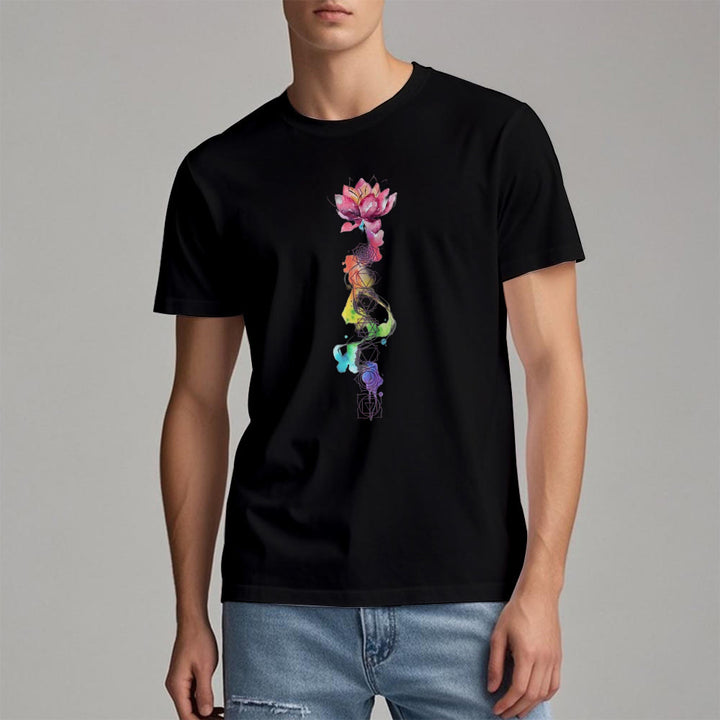 T-shirt imprimé aquarelle Olivenorma Lotus Chakra Energy