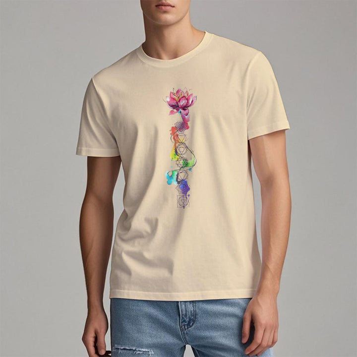T-shirt imprimé aquarelle Olivenorma Lotus Chakra Energy
