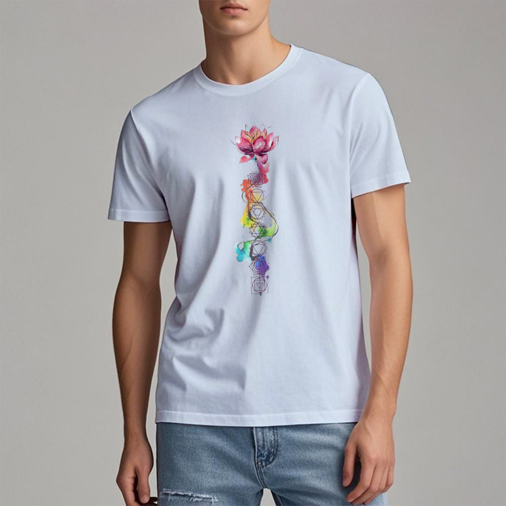 T-shirt imprimé aquarelle Olivenorma Lotus Chakra Energy