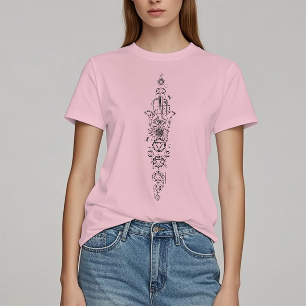 T-shirt Olivenorma Hamsa Mauvais Œil Chakra Protection Méditation
