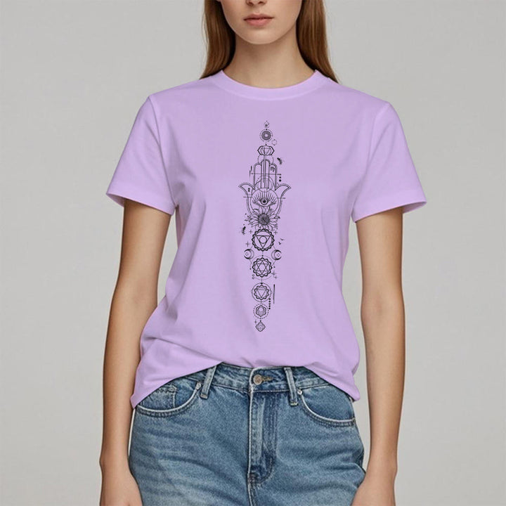 T-shirt Olivenorma Hamsa Mauvais Œil Chakra Protection Méditation
