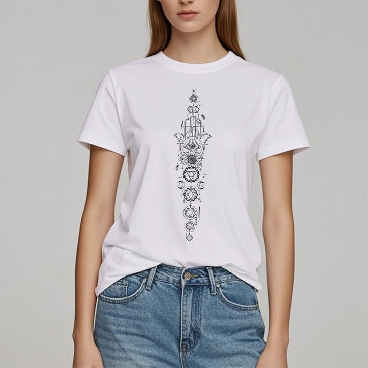 T-shirt Olivenorma Hamsa Mauvais Œil Chakra Protection Méditation