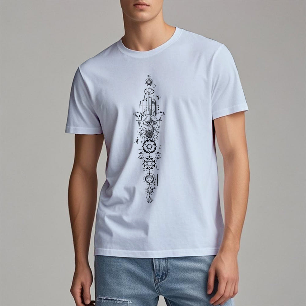 T-shirt Olivenorma Hamsa Mauvais Œil Chakra Protection Méditation