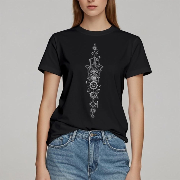 T-shirt Olivenorma Hamsa Mauvais Œil Chakra Protection Méditation