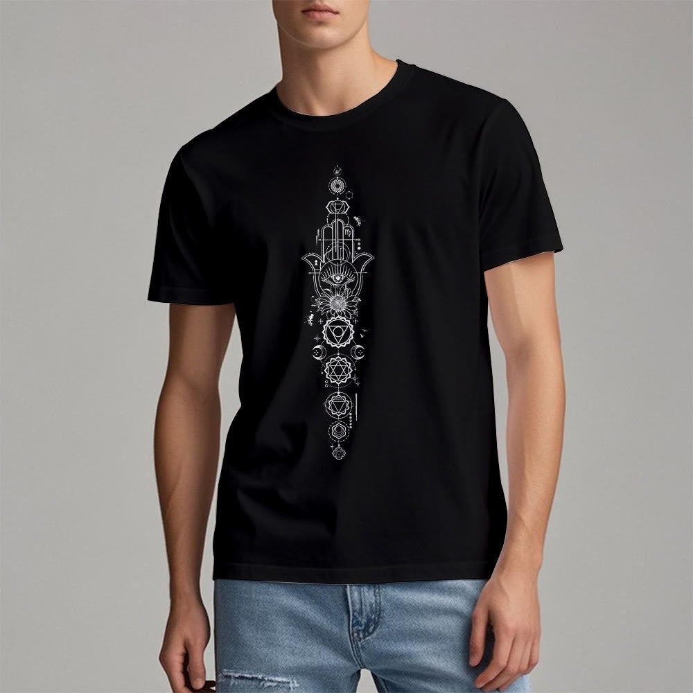 T-shirt Olivenorma Hamsa Mauvais Œil Chakra Protection Méditation