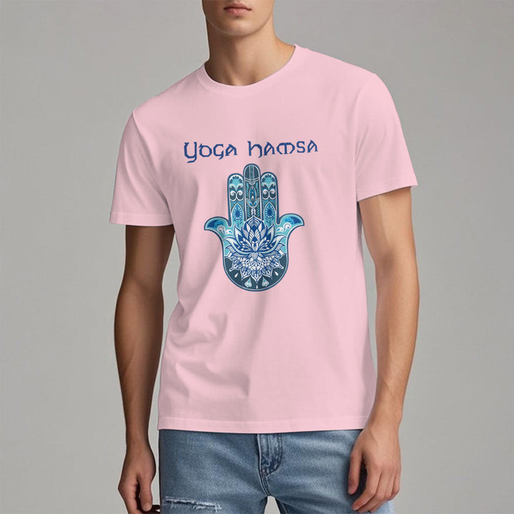 T-shirt confort imprimé Hamsa Yoga bleu Olivenorma