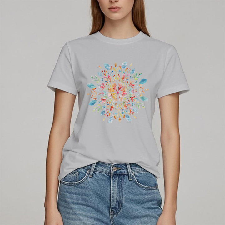 T-shirt printanier à motif floral mandala Olivenorma