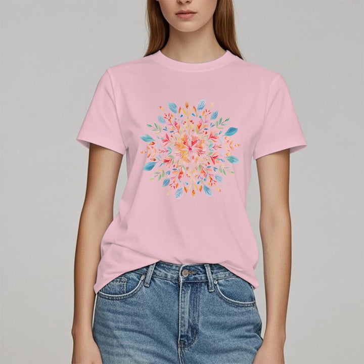 T-shirt printanier à motif floral mandala Olivenorma