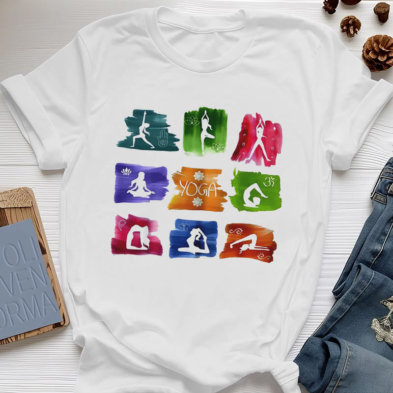 T-shirt imprimé coloré Olivenorma Yoga Poses