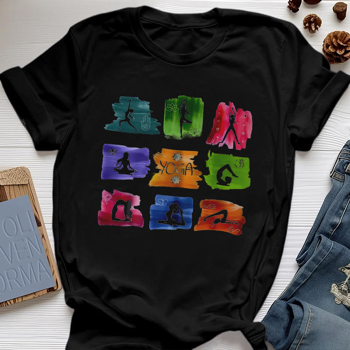 T-shirt imprimé coloré Olivenorma Yoga Poses