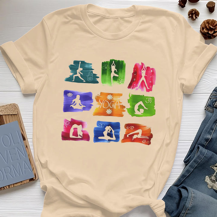 T-shirt imprimé coloré Olivenorma Yoga Poses