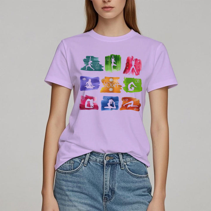 T-shirt imprimé coloré Olivenorma Yoga Poses