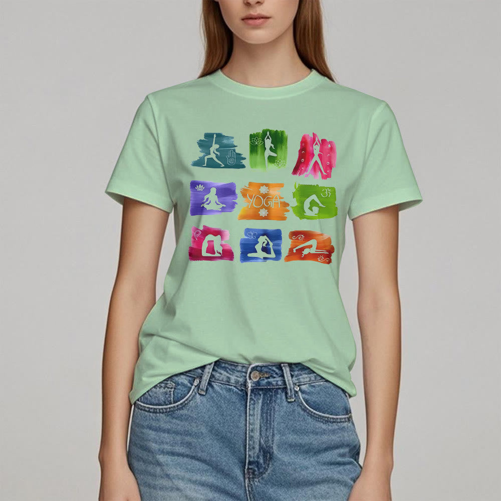 T-shirt imprimé coloré Olivenorma Yoga Poses