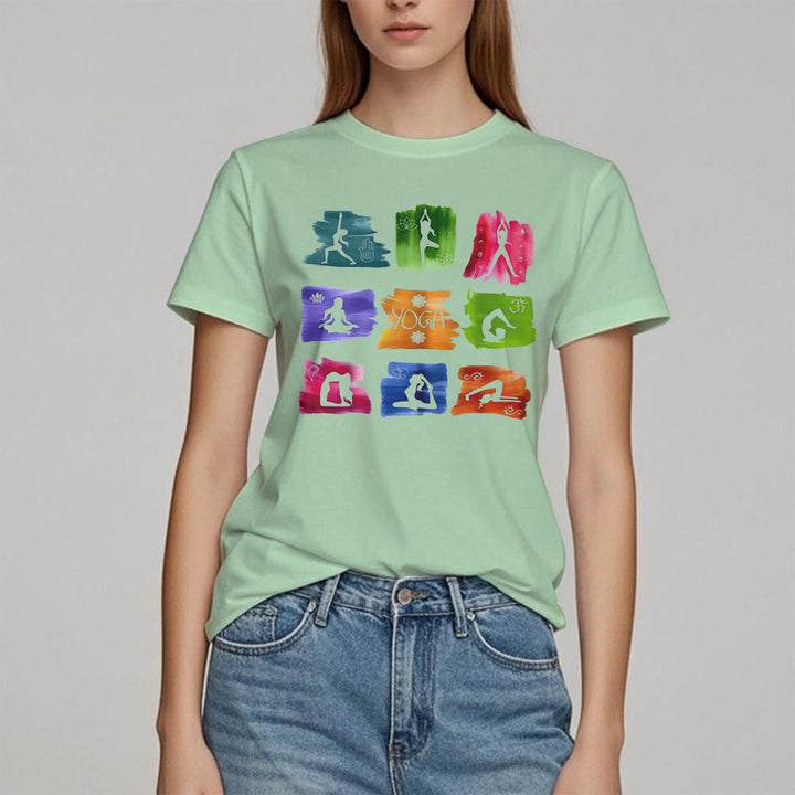T-shirt imprimé coloré Olivenorma Yoga Poses