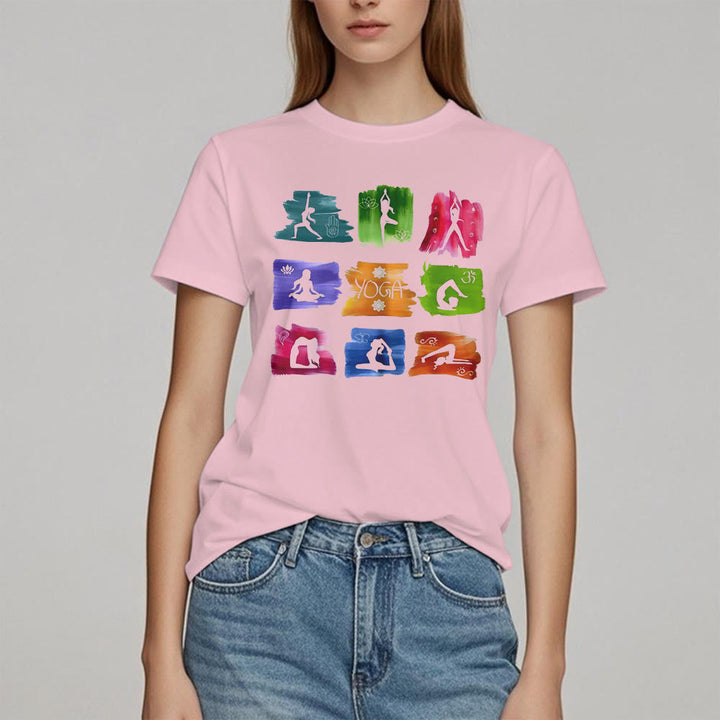 T-shirt imprimé coloré Olivenorma Yoga Poses