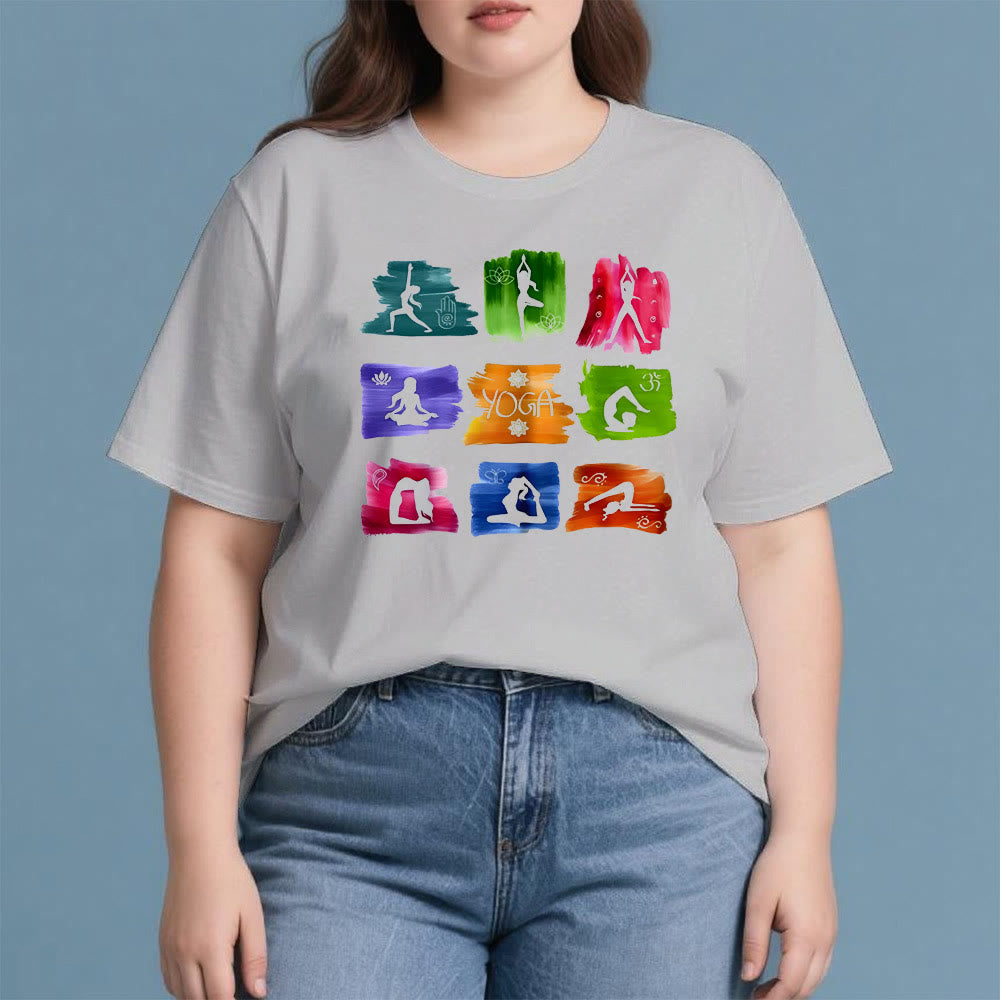 T-shirt imprimé coloré Olivenorma Yoga Poses