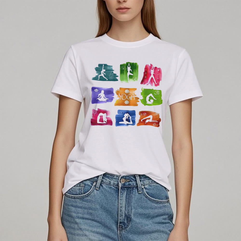 T-shirt imprimé coloré Olivenorma Yoga Poses