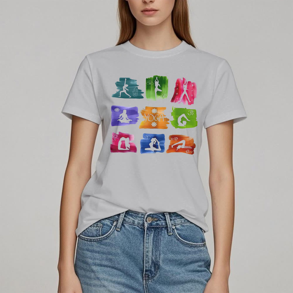 T-shirt imprimé coloré Olivenorma Yoga Poses