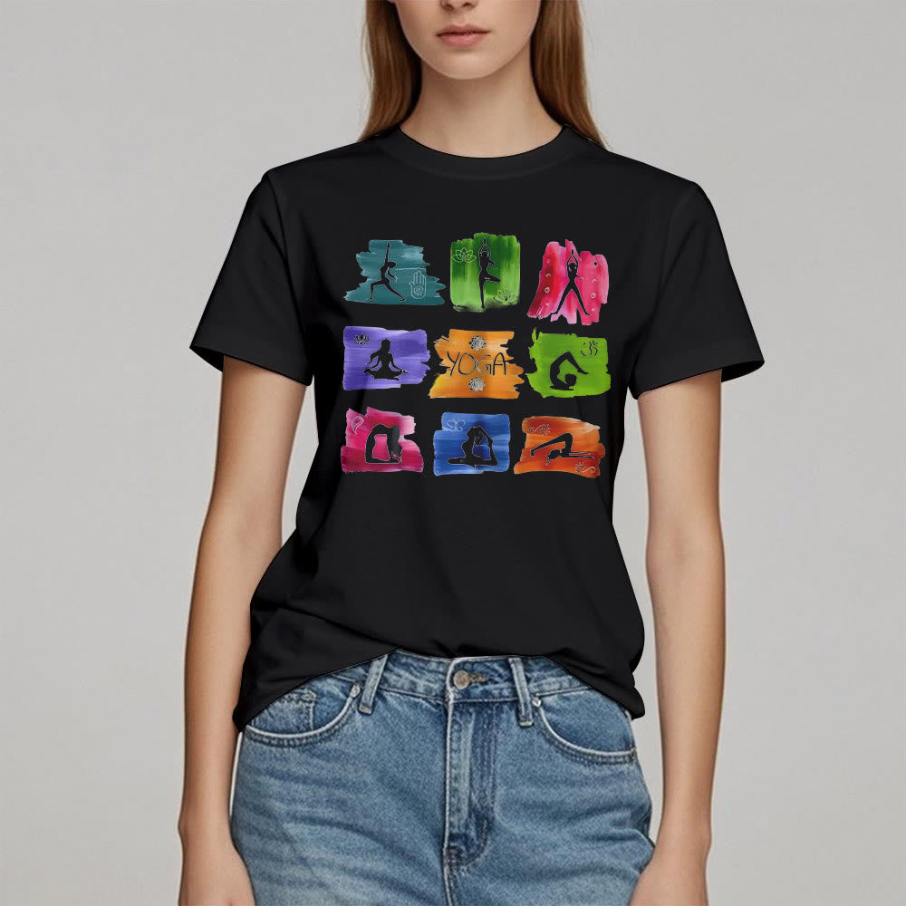 T-shirt imprimé coloré Olivenorma Yoga Poses