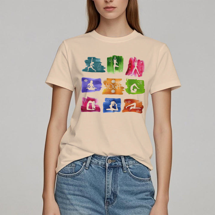 T-shirt imprimé coloré Olivenorma Yoga Poses