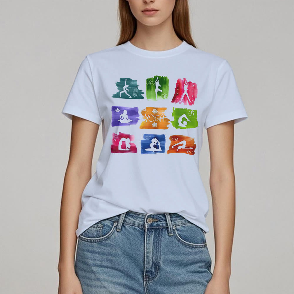 T-shirt imprimé coloré Olivenorma Yoga Poses