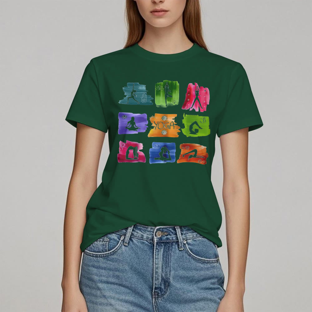 T-shirt imprimé coloré Olivenorma Yoga Poses