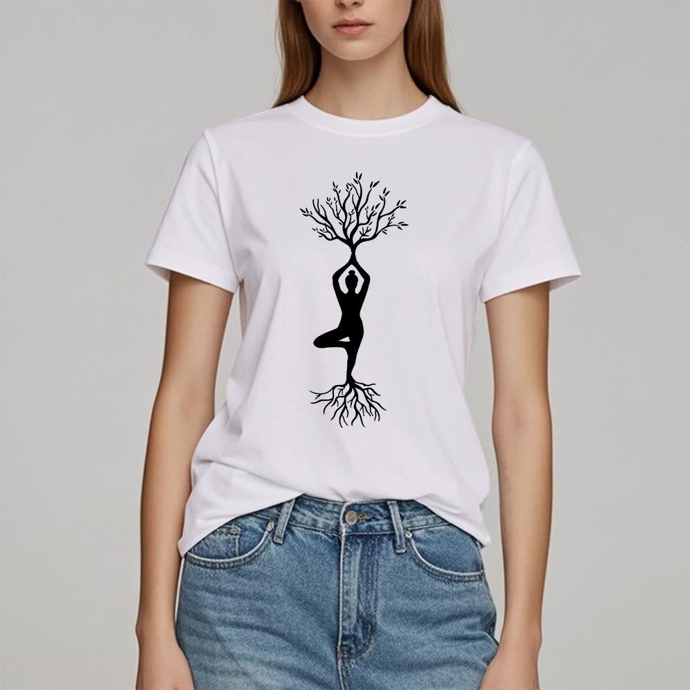 T-shirt Olivenorma , posture de yoga enracinée de l'arbre
