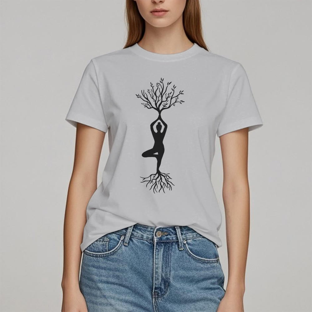 T-shirt Olivenorma , posture de yoga enracinée de l'arbre
