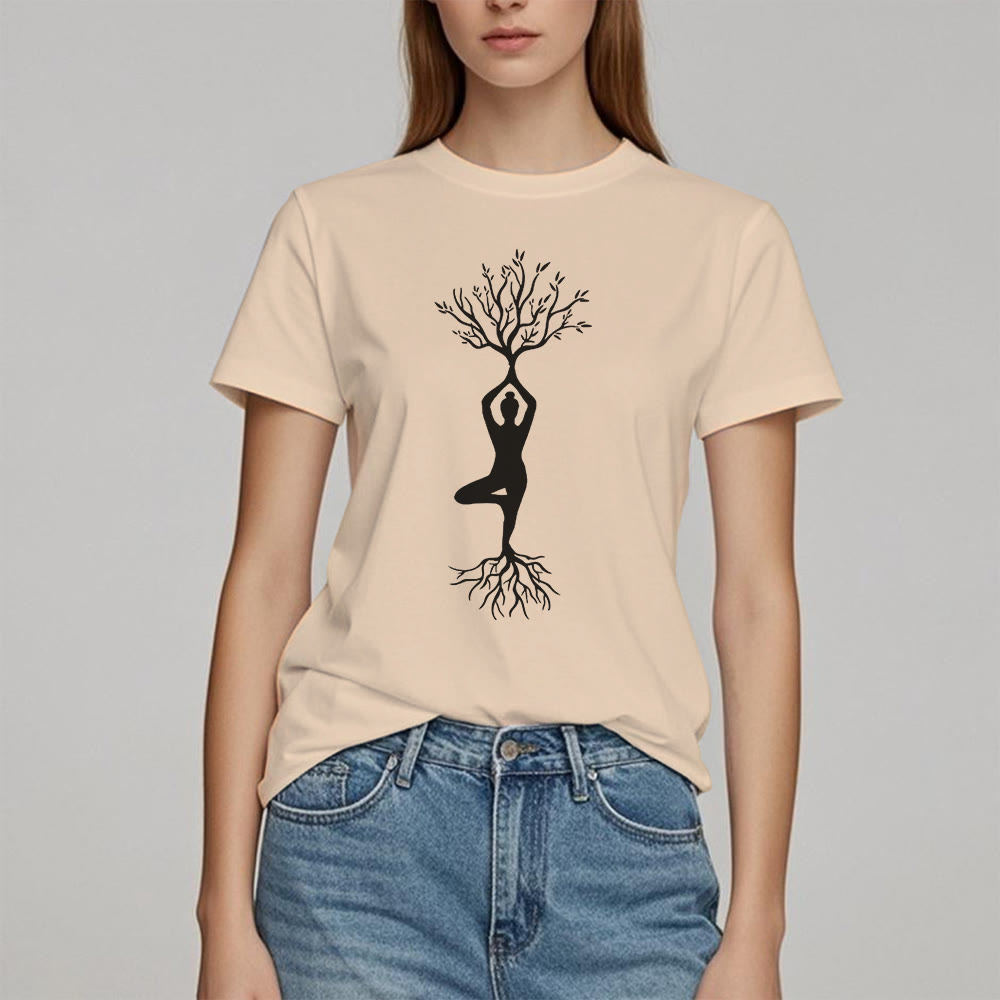 T-shirt Olivenorma , posture de yoga enracinée de l'arbre