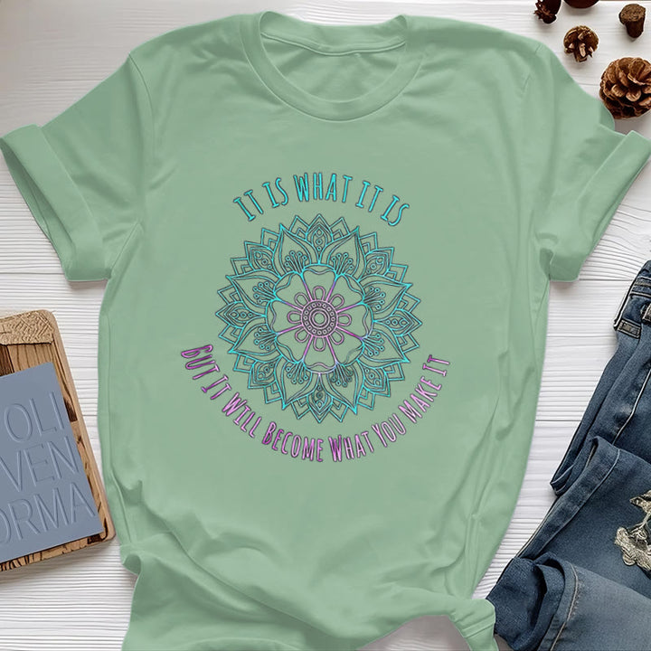 T-shirt Olivenorma « It Is What It Is » avec citation mandala