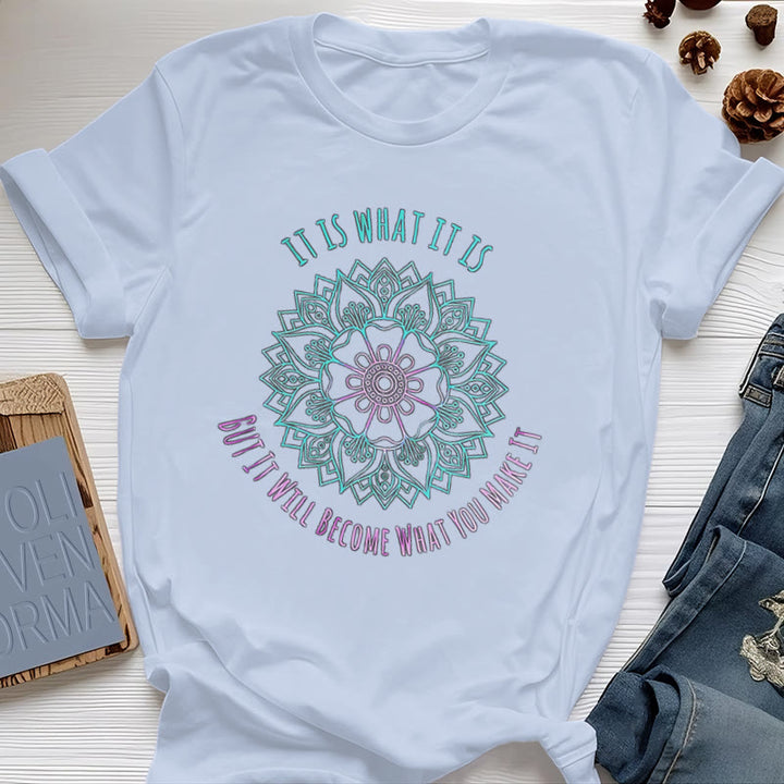 T-shirt Olivenorma « It Is What It Is » avec citation mandala