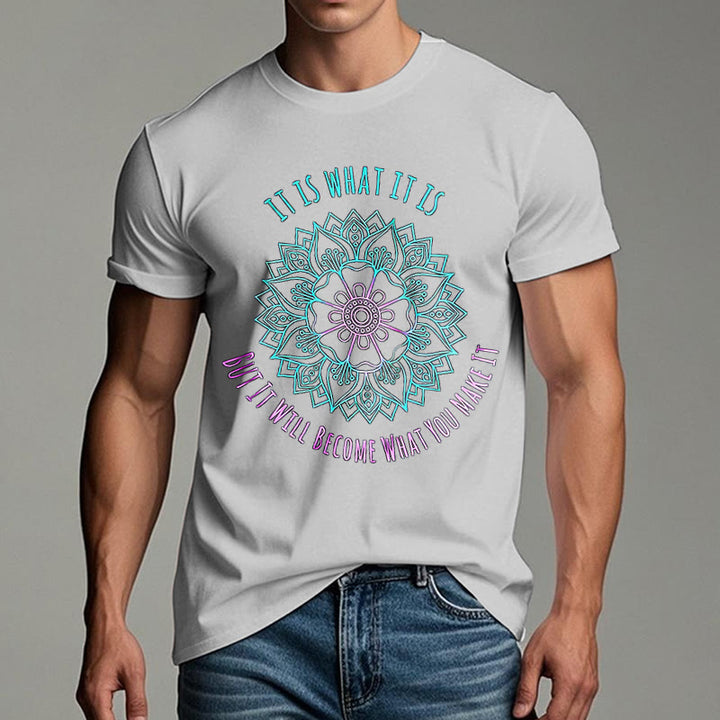 T-shirt Olivenorma « It Is What It Is » avec citation mandala