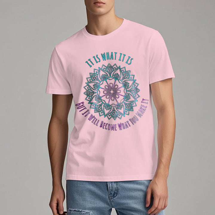 T-shirt Olivenorma « It Is What It Is » avec citation mandala
