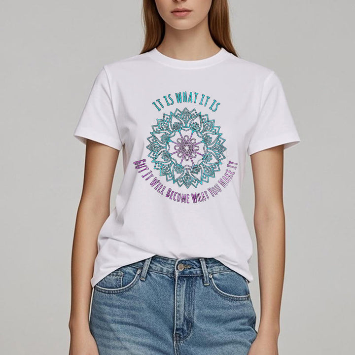 T-shirt Olivenorma « It Is What It Is » avec citation mandala