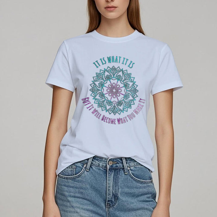 T-shirt Olivenorma « It Is What It Is » avec citation mandala