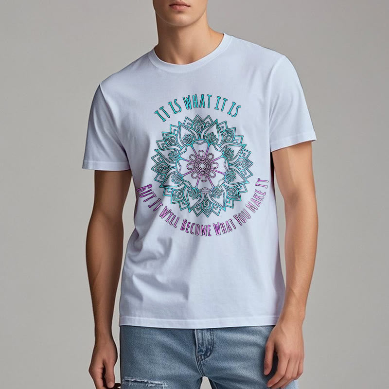 T-shirt Olivenorma « It Is What It Is » avec citation mandala