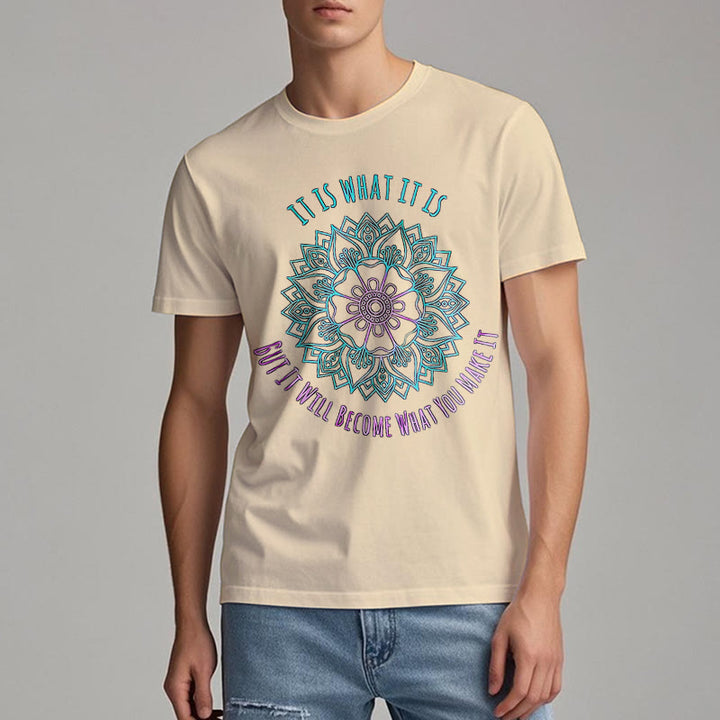 T-shirt Olivenorma « It Is What It Is » avec citation mandala