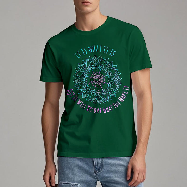 T-shirt Olivenorma « It Is What It Is » avec citation mandala