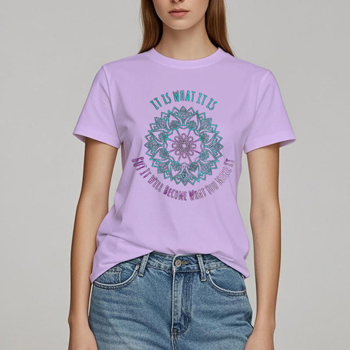 T-shirt Olivenorma « It Is What It Is » avec citation mandala